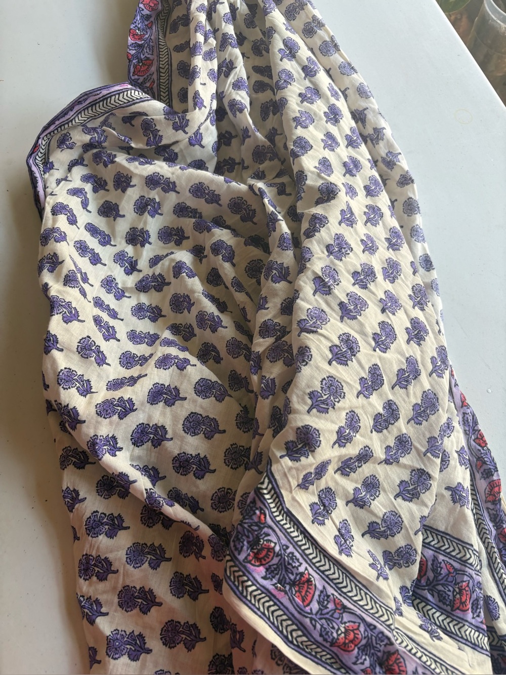 Purple Floral Block Print Beach Sarong J. Crew